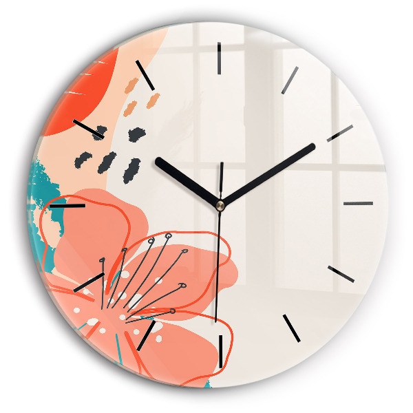 Zegar szklany okrągły Hawajskie rośliny