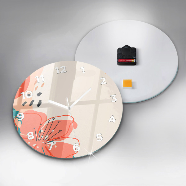 Zegar szklany okrągły Hawajskie rośliny