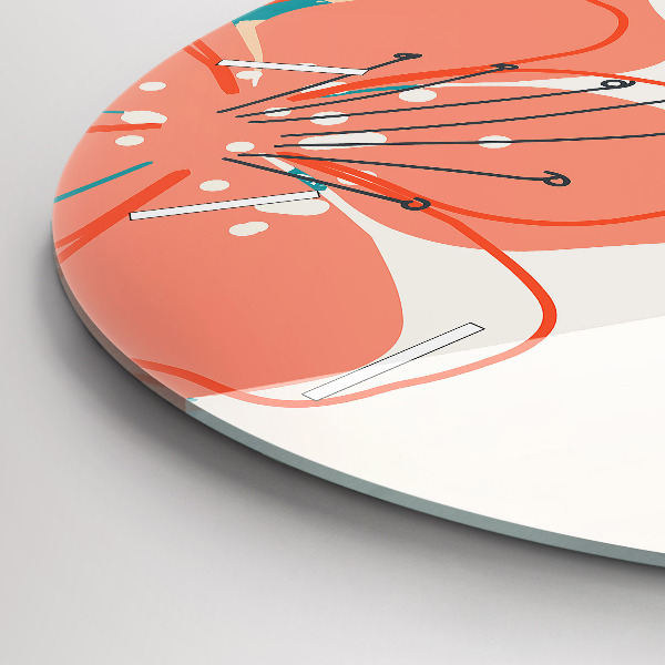 Zegar szklany okrągły Hawajskie rośliny