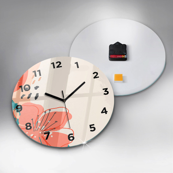 Zegar szklany okrągły Hawajskie rośliny