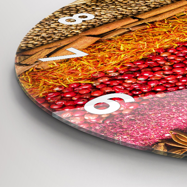 Zegar okrągły z nadrukiem Rzędy przypraw