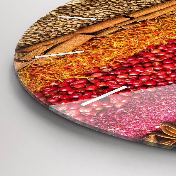 Zegar okrągły z nadrukiem Rzędy przypraw