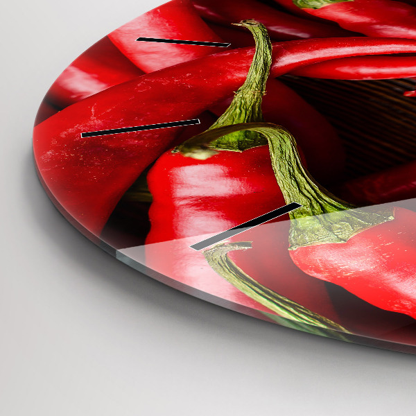 Zegar okrągły z nadrukiem Ostre papryczki