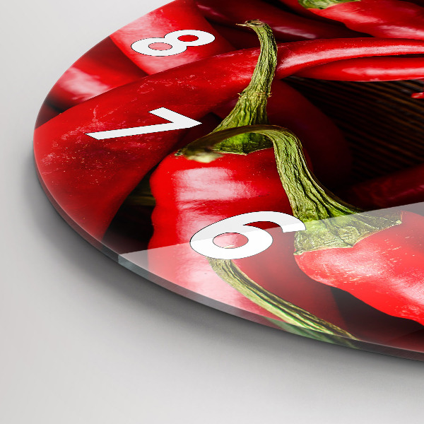 Zegar okrągły z nadrukiem Ostre papryczki