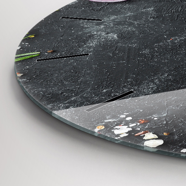 Zegar okrągły z nadrukiem Warzywa na stole