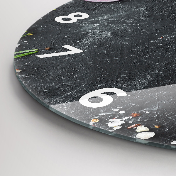 Zegar okrągły z nadrukiem Warzywa na stole