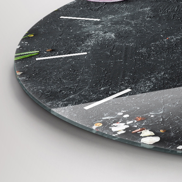 Zegar okrągły z nadrukiem Warzywa na stole