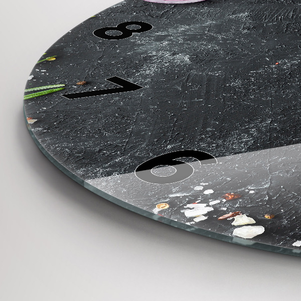 Zegar okrągły z nadrukiem Warzywa na stole