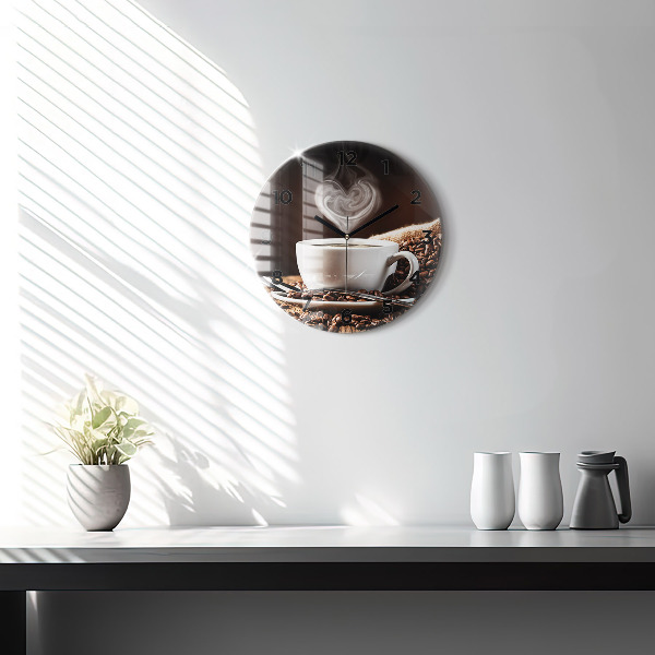 Zegar okrągły z nadrukiem Filiżanka kawy