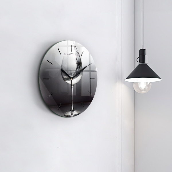 Zegar okrągły z nadrukiem Lampka wina