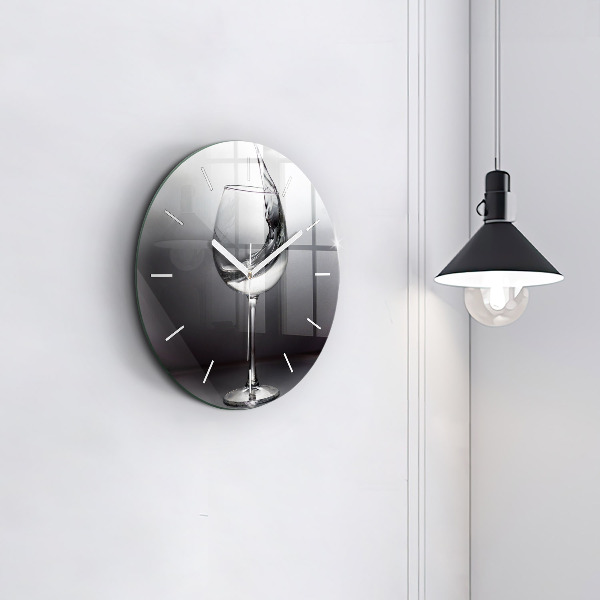 Zegar okrągły z nadrukiem Lampka wina