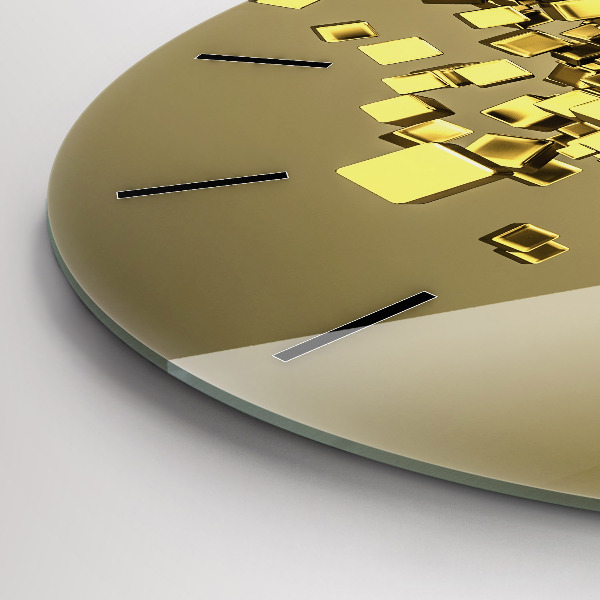 Zegar okrągły z nadrukiem Złote kwadraty