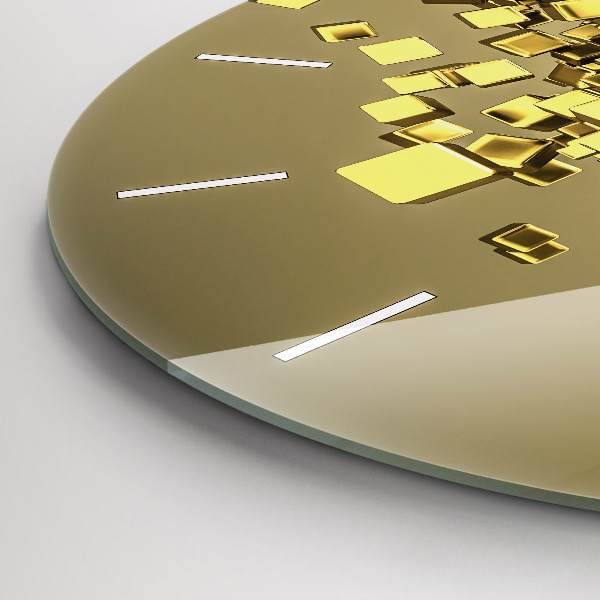 Zegar okrągły z nadrukiem Złote kwadraty