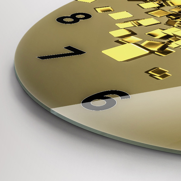 Zegar okrągły z nadrukiem Złote kwadraty