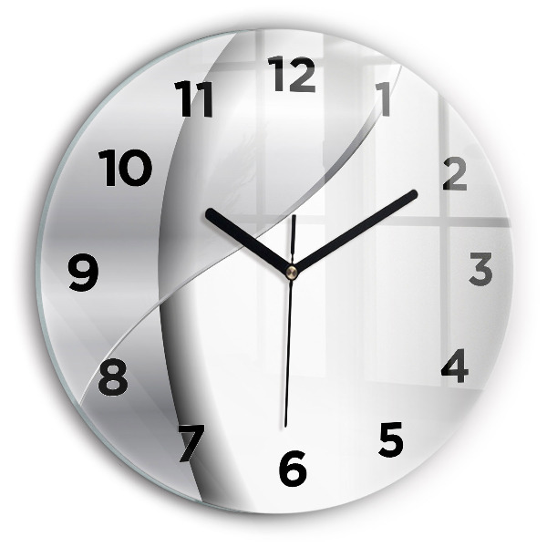 Zegar okrągły z nadrukiem Srebrna abstrakcja