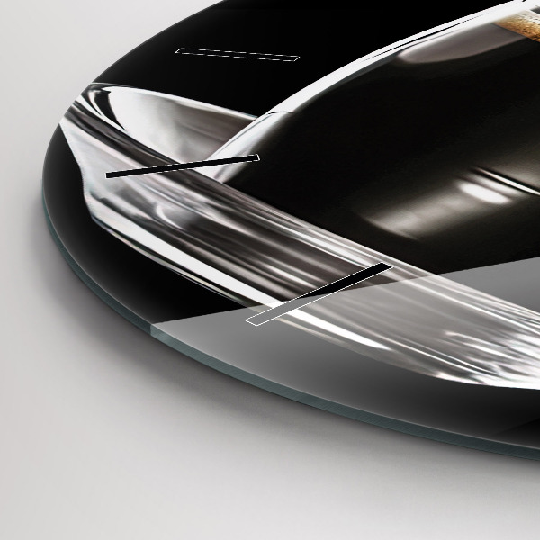 Zegar okrągły z nadrukiem Czarna kawa