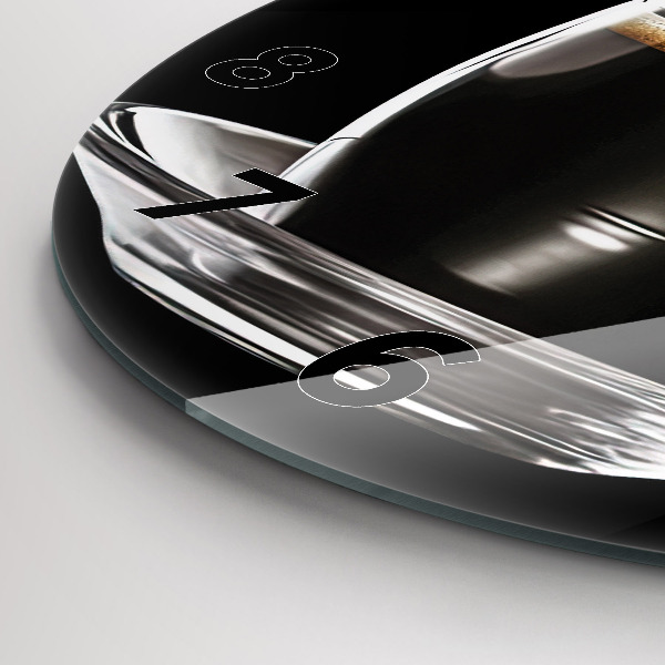 Zegar okrągły z nadrukiem Czarna kawa