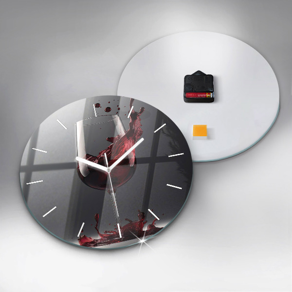 Zegar okrągły z nadrukiem Lampka czerwonego wina