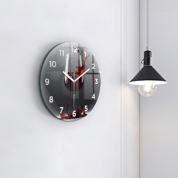 Zegar okrągły z nadrukiem Lampka czerwonego wina