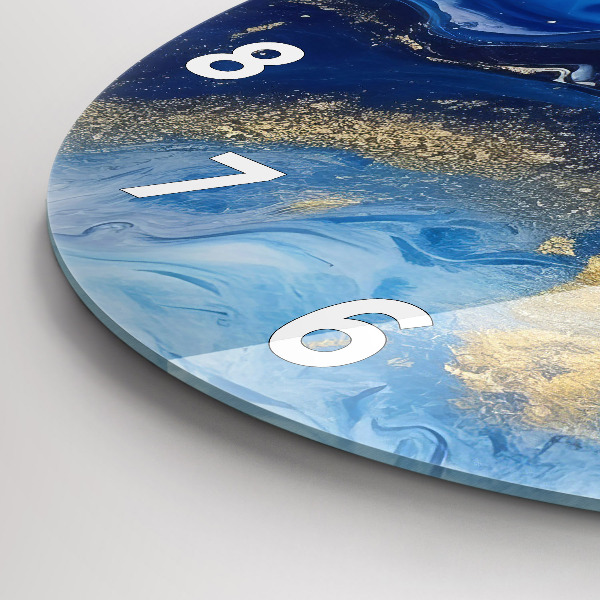 Zegar okrągły z nadrukiem Niebieski marmur