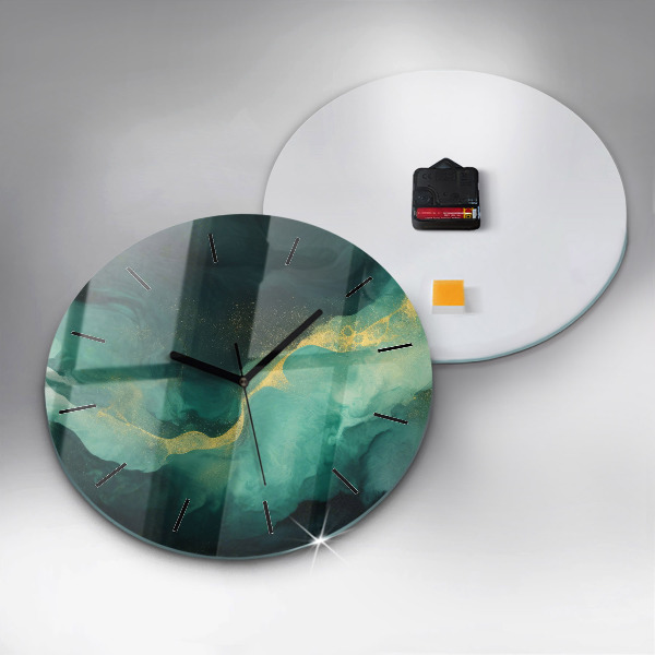 Zegar okrągły z nadrukiem Zielony marmur