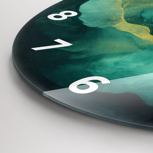 Zegar okrągły z nadrukiem Zielony marmur