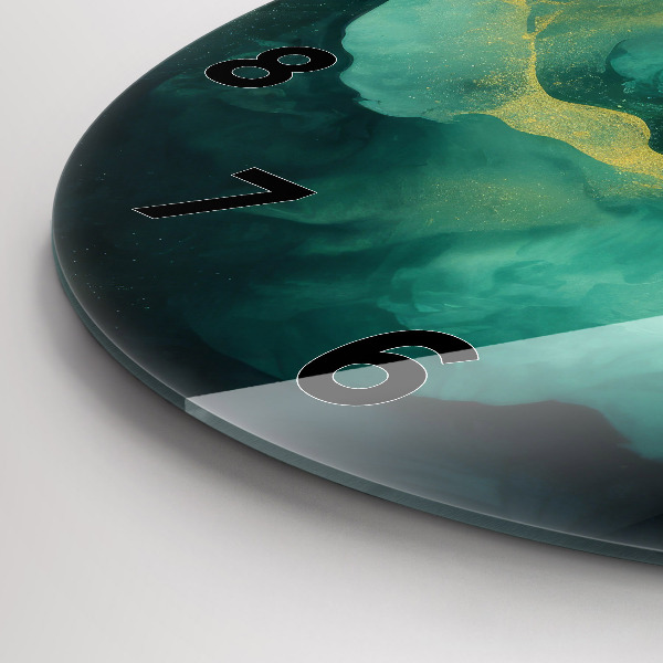 Zegar okrągły z nadrukiem Zielony marmur