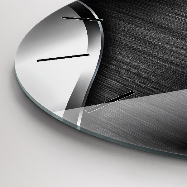 Zegar okrągły z nadrukiem Czarno srebrne linie