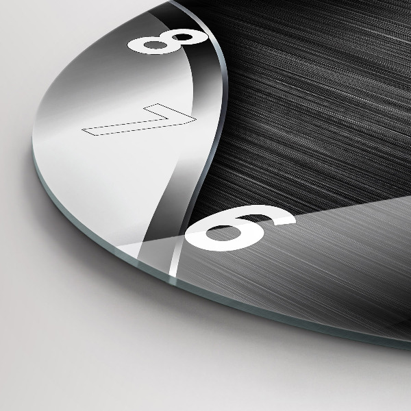 Zegar okrągły z nadrukiem Czarno srebrne linie