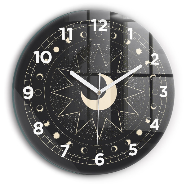 Zegar szklany okrągły Fazy księżyca