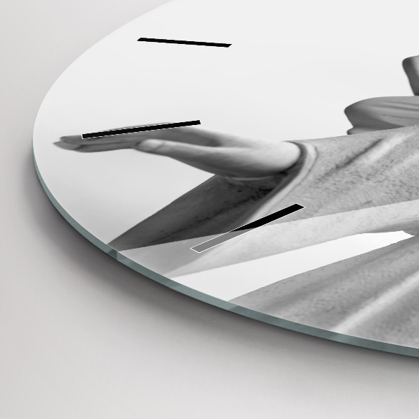 Zegar szklany okrągły Stara rzeźba anioła