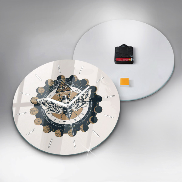 Zegar szklany okrągły Fazy księżyca i oko