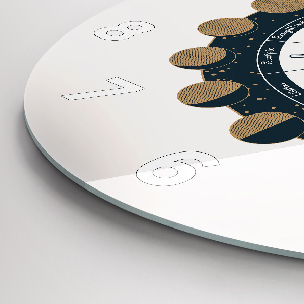 Zegar szklany okrągły Fazy księżyca i oko