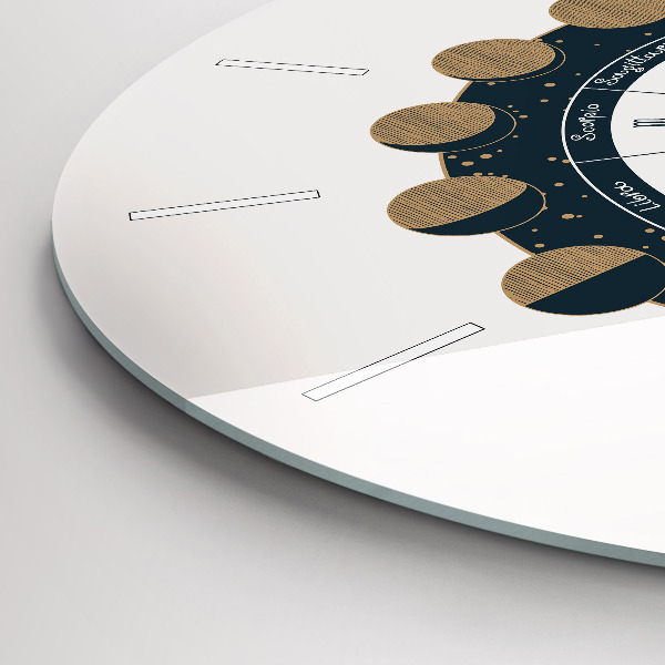 Zegar szklany okrągły Fazy księżyca i oko