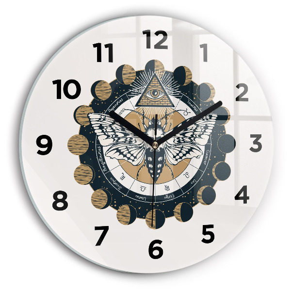 Zegar szklany okrągły Fazy księżyca i oko