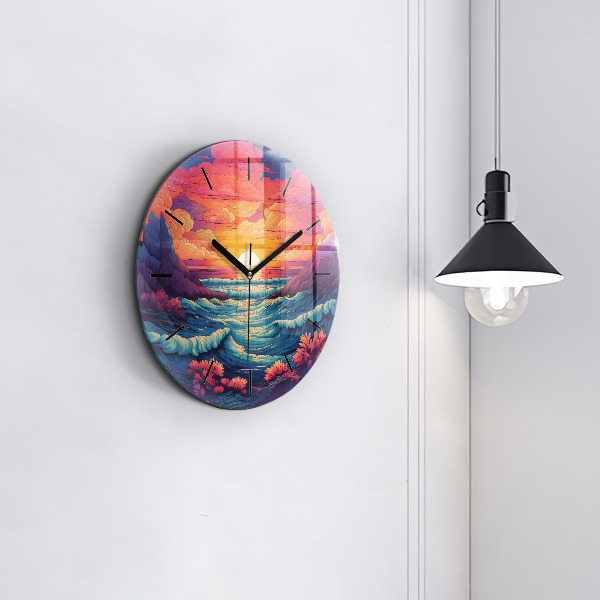 Zegar okrągły z nadrukiem Bajkowy ocean i niebo