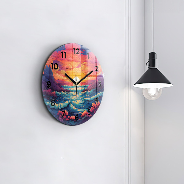 Zegar okrągły z nadrukiem Bajkowy ocean i niebo