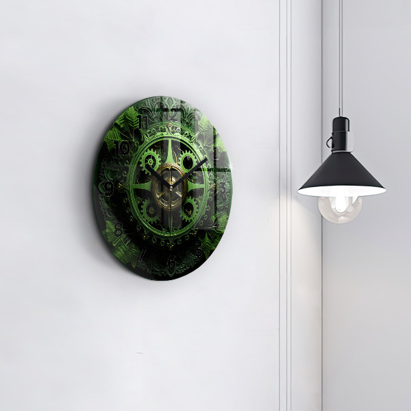 Zegar okrągły z nadrukiem Zielony mechanizm