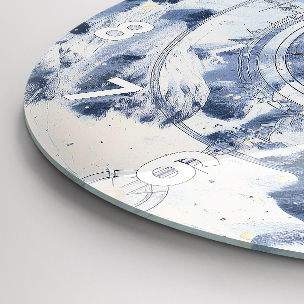 Zegar okrągły z nadrukiem Niebieskie rysunki