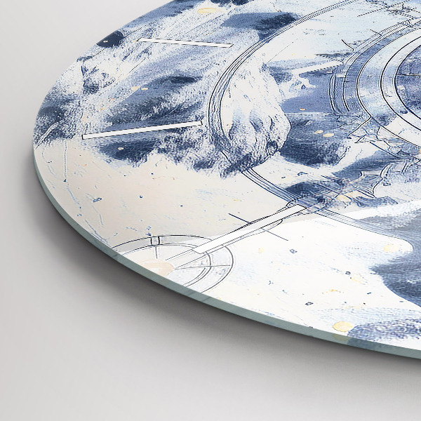 Zegar okrągły z nadrukiem Niebieskie rysunki