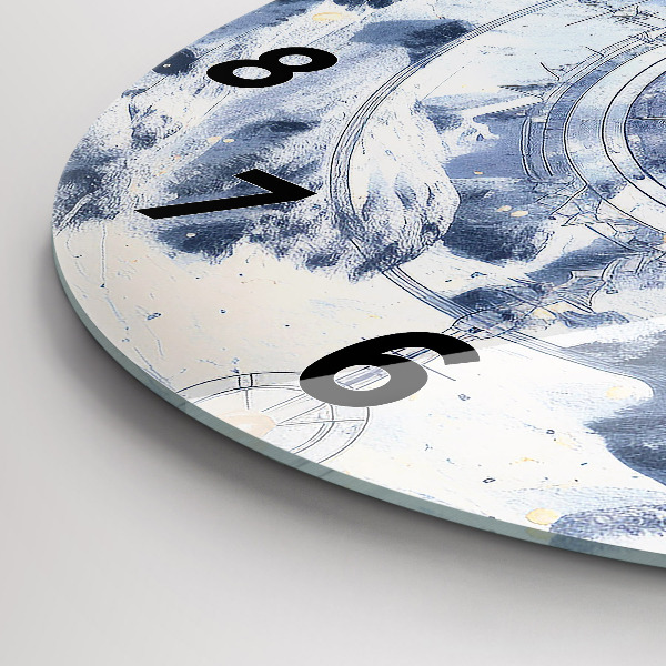 Zegar okrągły z nadrukiem Niebieskie rysunki