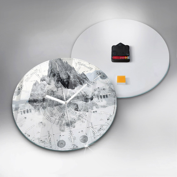 Zegar okrągły z nadrukiem Rysunkowe góry