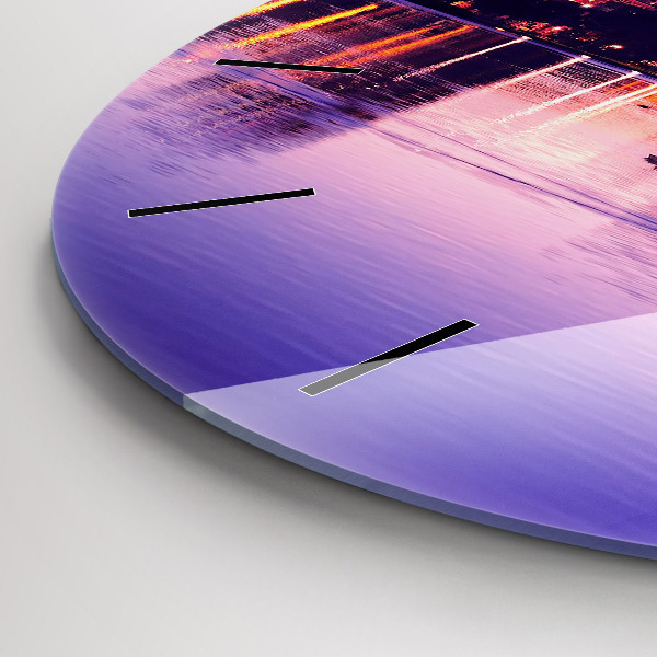 Zegar okrągły z nadrukiem Wieczorna panorama miasta