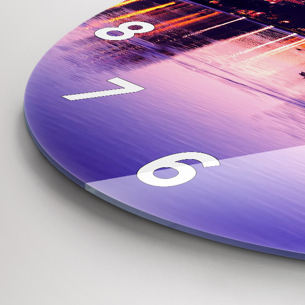 Zegar okrągły z nadrukiem Wieczorna panorama miasta