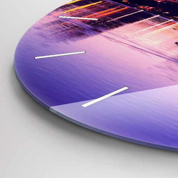 Zegar okrągły z nadrukiem Wieczorna panorama miasta