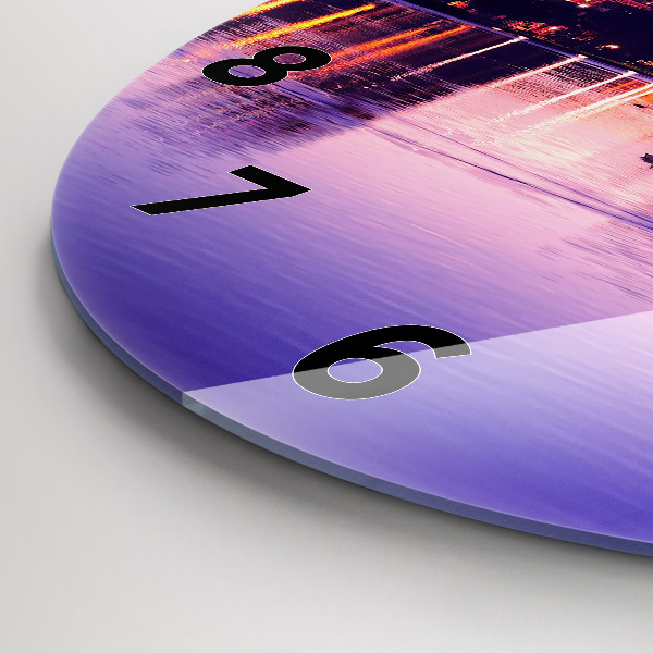 Zegar okrągły z nadrukiem Wieczorna panorama miasta