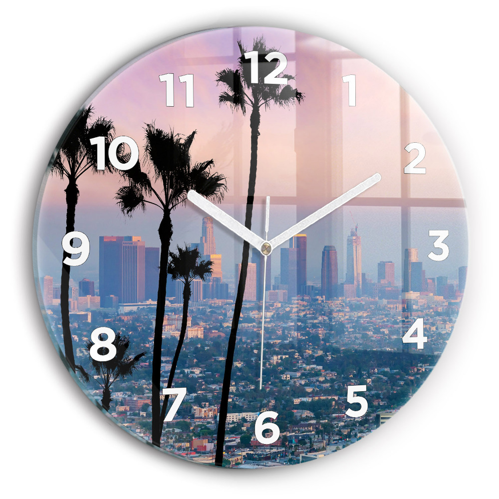 Zegar szklany fi30 Los Angeles o zachodzie słońca 