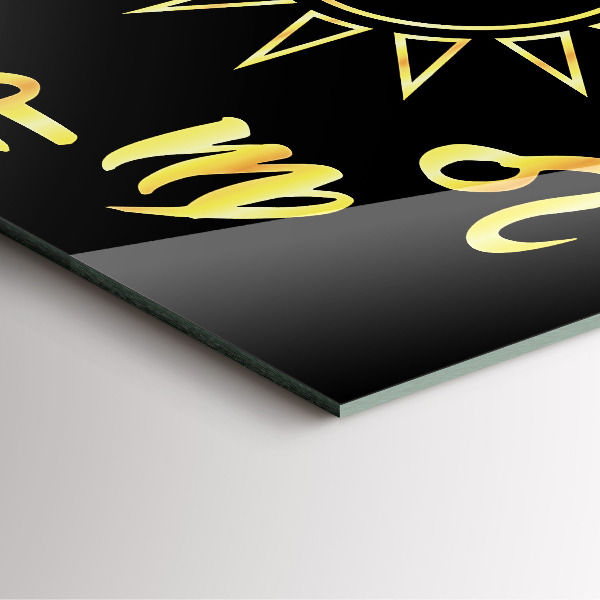 Zegar ścienny nowoczesny Złote znaki astrologiczne na czarnym tle.