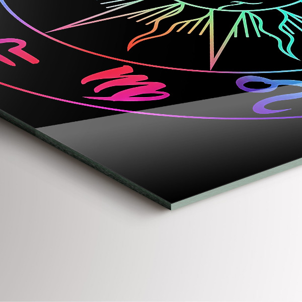 Zegar ścienny nowoczesny Tęczowe znaki zodiaku