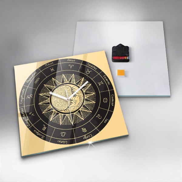 Zegar ścienny nowoczesny Zodiaki i Słońce